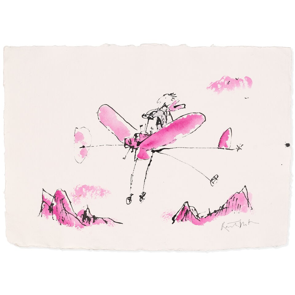 Sir Quentin Blake (British, born 1932) Birthday Wings No. 19 (unframed) (Painted in December 2025) (1 of 2)