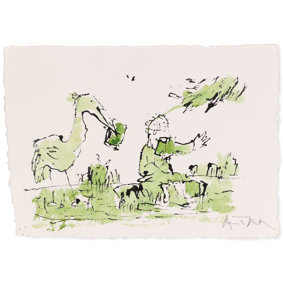 Sir Quentin Blake (British, born 1932) Birthday Wings No. 2 (unframed) (Painted in December 2025) (1 of 2)