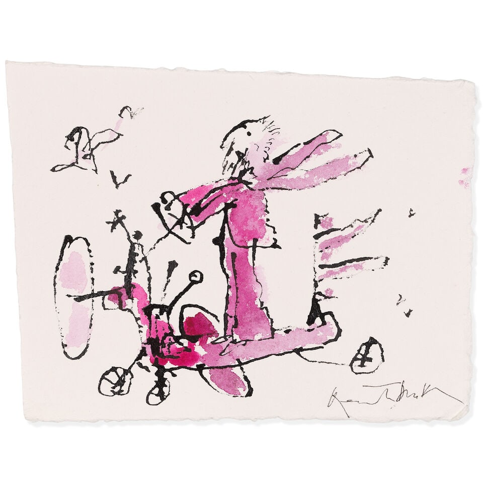 Sir Quentin Blake (British, born 1932) Birthday Wings No. 8 (unframed) (Painted in December 2025) (1 of 2)