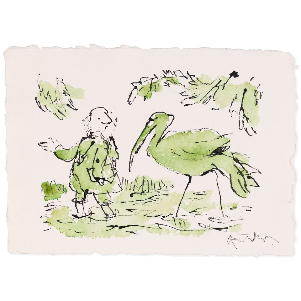 Sir Quentin Blake (British, born 1932) Birthday Wings No. 9 (unframed) (Painted in December 2025) (1 of 2)