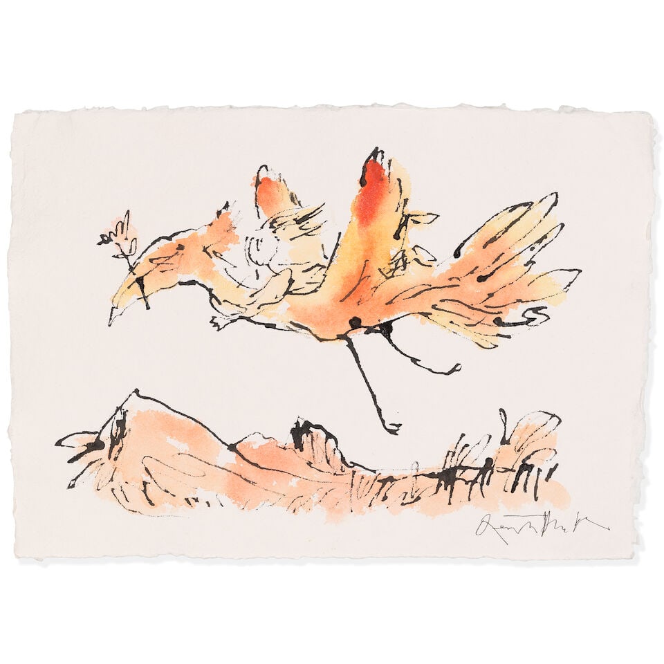 Sir Quentin Blake (British, born 1932) Birthday Wings No. 4 (unframed) (Painted in December 2025) (1 of 2)