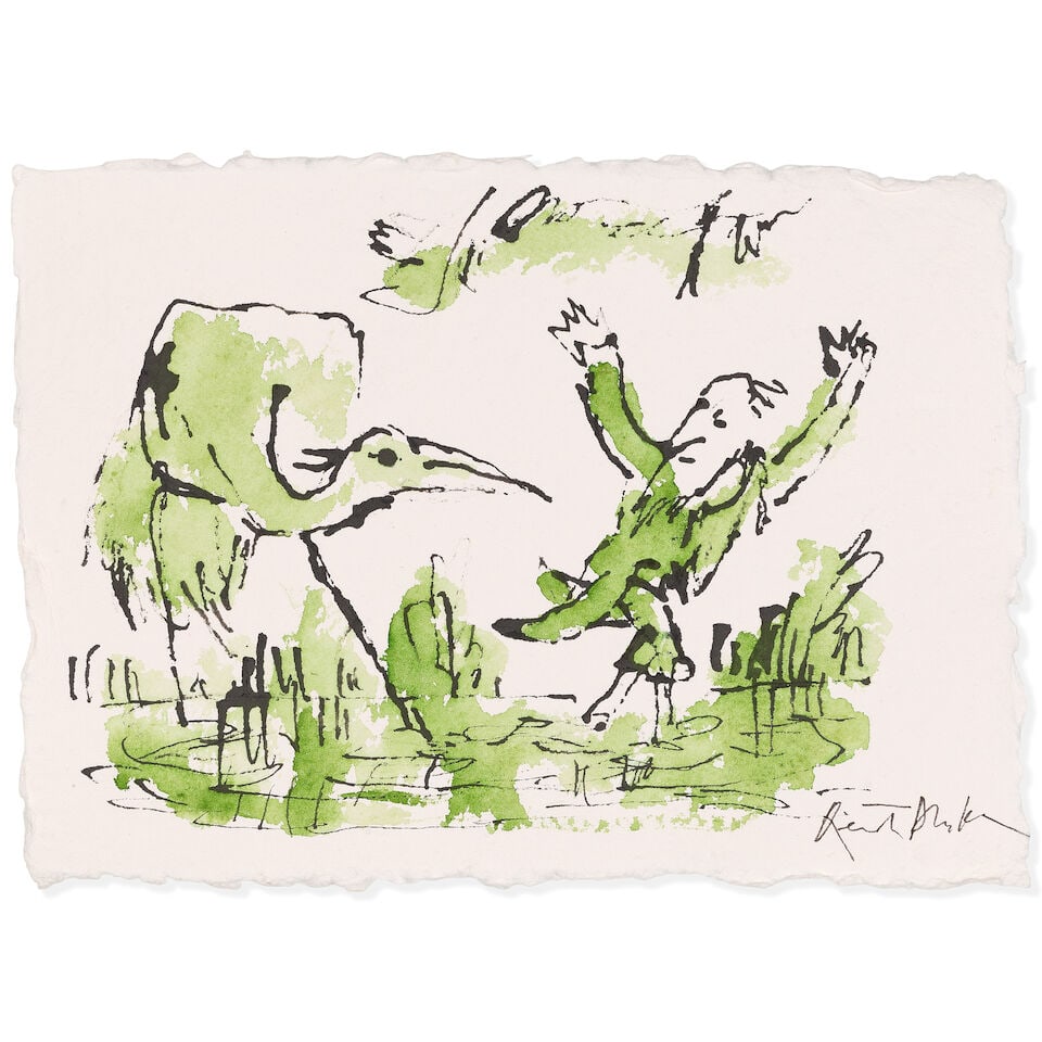 Sir Quentin Blake (British, born 1932) Birthday Wings No. 21 (unframed) (Painted in December 2025) (1 of 2)