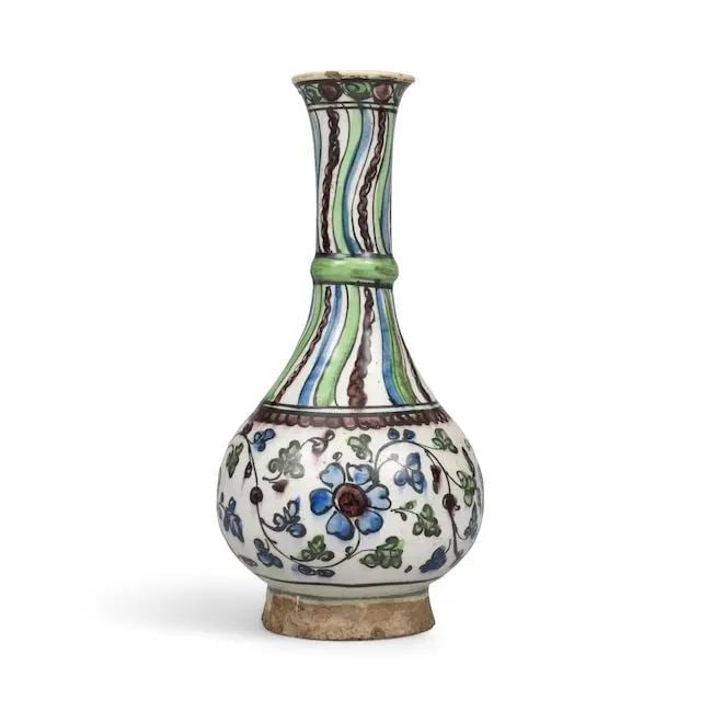 A Damascus underglaze-painted pottery water bottle (surahi) Syria, 16th Century (1 of 1)