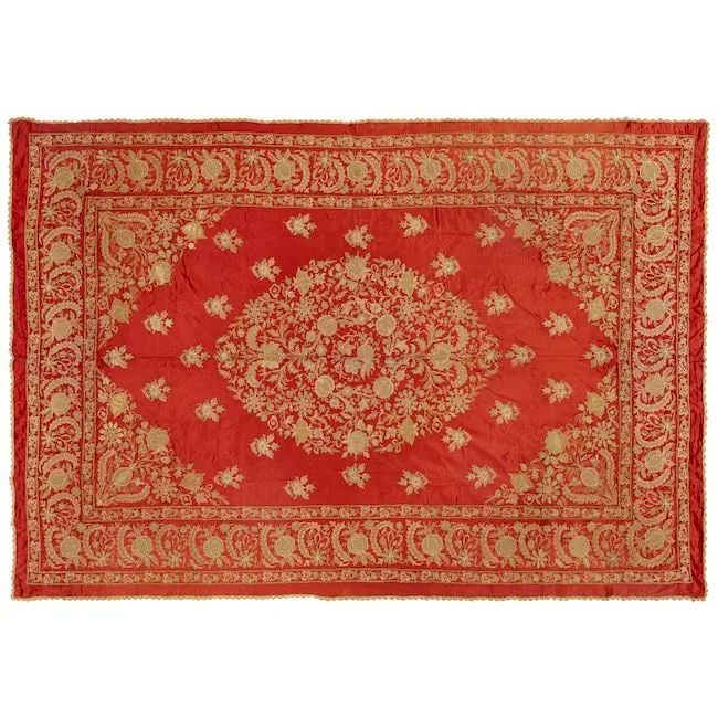 An Ottoman silk and metal-thread embroidered coverlet Turkey, 19th Century (1 of 1)