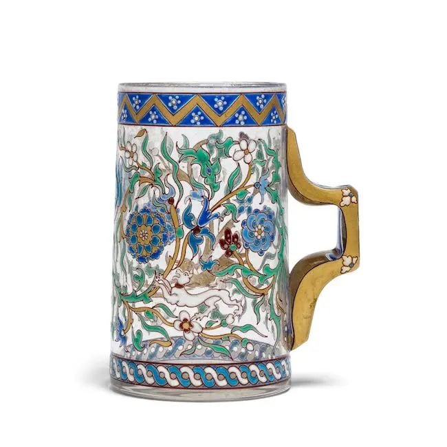 A signed Émile Gallé 'Iznik style' gilded and enamelled glass tankard France, 19th Cen... (1 of 1)