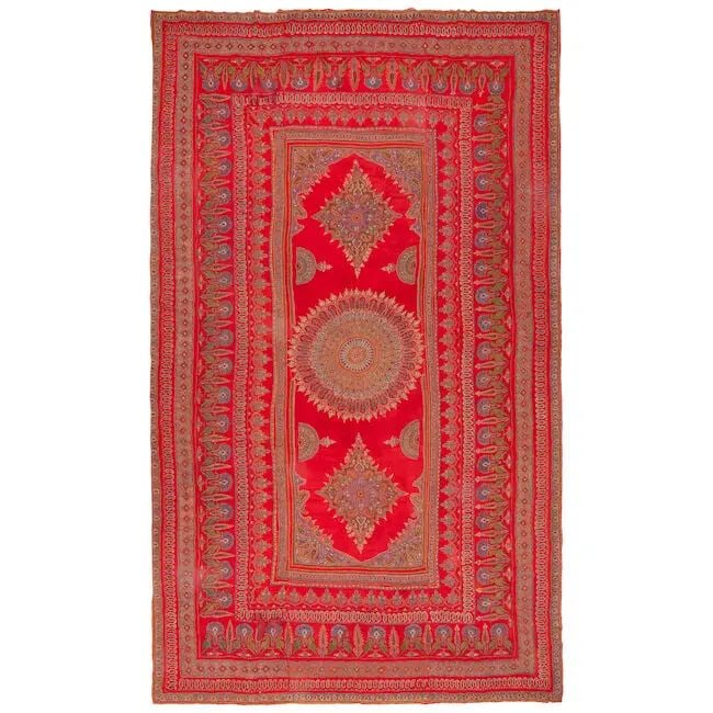 A large Qajar embroidered wool panel Kirman, Persia, 19th Century (1 of 1)