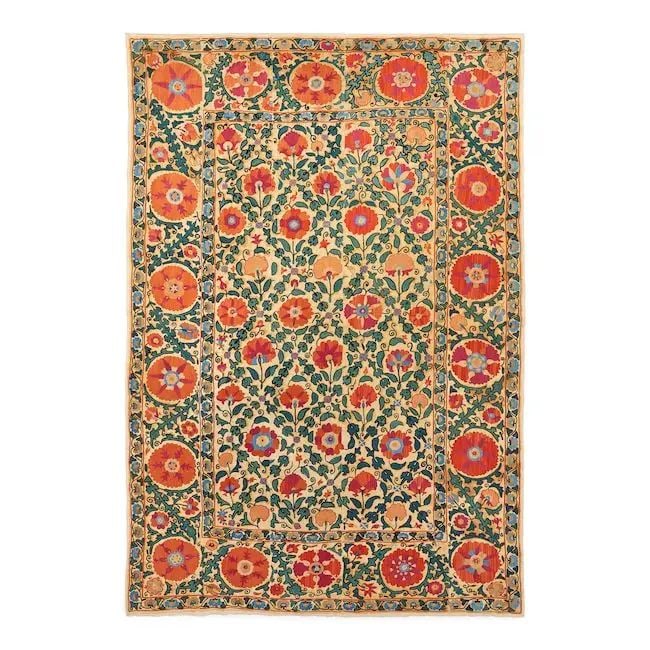A Bokhara silk embroidered linen panel (susani) Uzbekistan, 19th Century (1 of 1)
