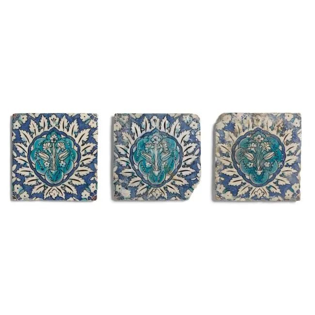 Three Damascus underglaze-painted pottery tiles Syria, 17th Century(3) (1 of 1)