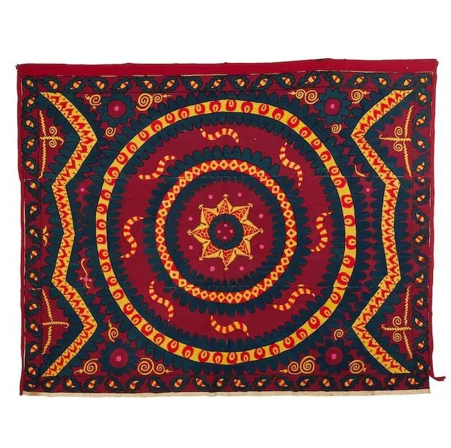 A Tashkent silk embroidered cotton panel (susani) Uzbekistan, late 19th Century (1 of 1)