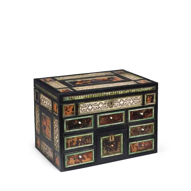 An Indo-Portuguese tortoiseshell and ivory-inlaid cabinet Western India, possibly Gujarat, early... (1 of 1)