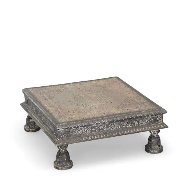 A silver-mounted wood footstool India, 19th Century (1 of 1)