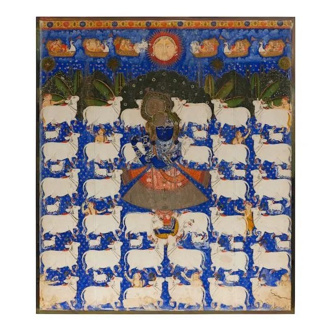 A large picchavai, depicting Sri Nath-Ji at Gopashtami, the festival of cattle Nathdwara, Kotah,... (1 of 1)