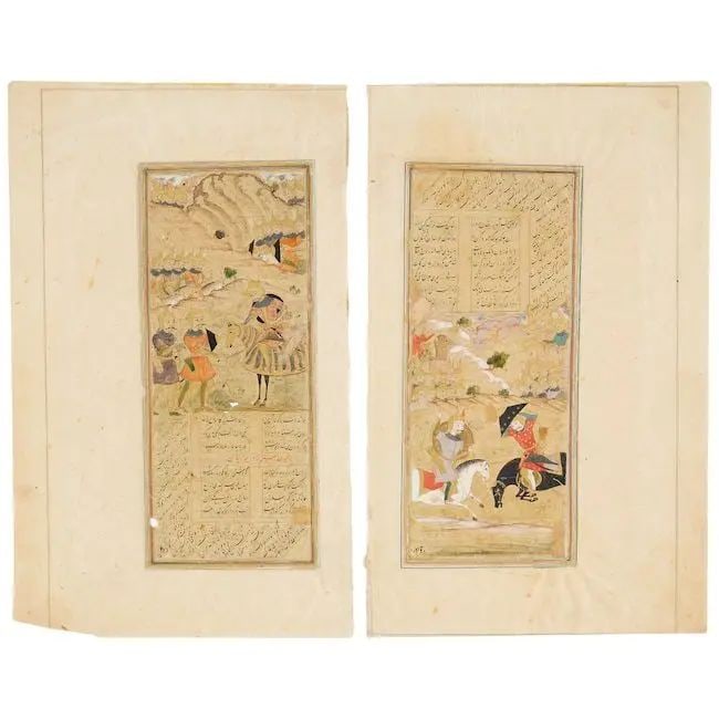 Two illustrated leaves from a manuscript of Firdausi's Shahnama Mughal, early 17th Century(2) (1 of 1)