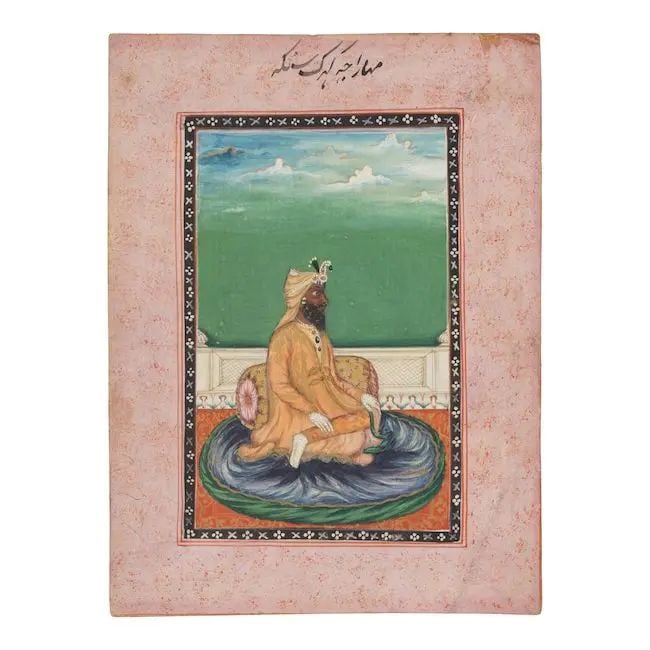 Two portraits of Kharak Singh and Jamadar Khushal Singh, by Imam Bakhsh Lahori or an artist in h...: Two portraits of Kharak Singh and Jamadar Khushal Singh, by Imam Bakhsh Lahori or an artist in his workshop Punjab, probably Lahore, circa 1830-40 gouache and gold on paper, stylised floral inner bord