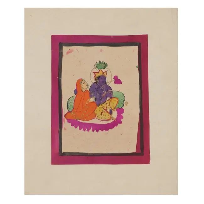 Three paintings depicting Rama and Lakhshmana, Siva and Parvati, and Vishnu, Lakhshmi and Brahma... (1 of 1)