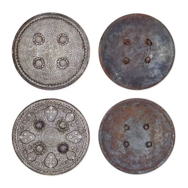 Two Sialkhot gold- and silver-koftgari steel shields (dhal) North India, 19th Century (2) (1 of 1)