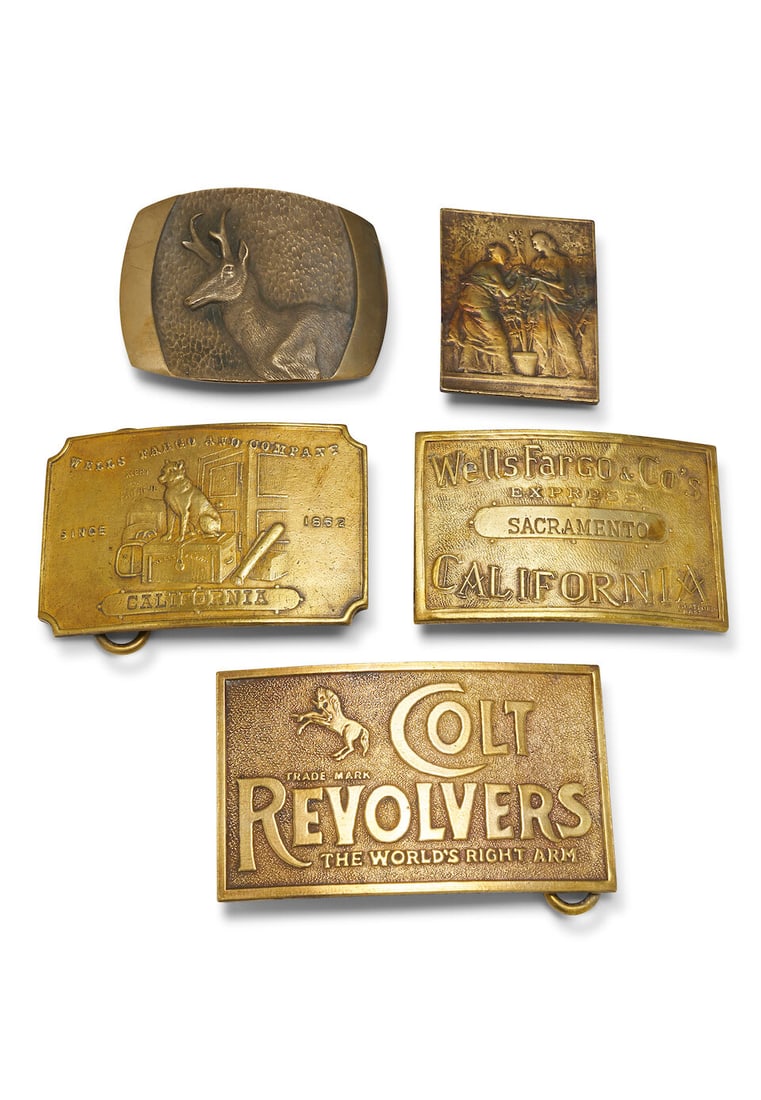 Five brass 'Trophy' belt buckles (5) (1 of 1)