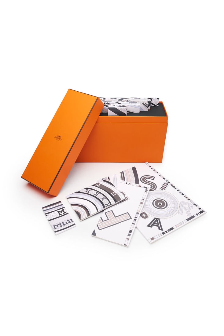 Hermès | 'Carré Tohu Bohu' notepad set: Hermès | 'Carré Tohu Bohu' notepad set Comprising 14 graduated notepads with Tohu Bohu pattern in fitted Hermes case. For further information on this lot please visit Bonhams.com For