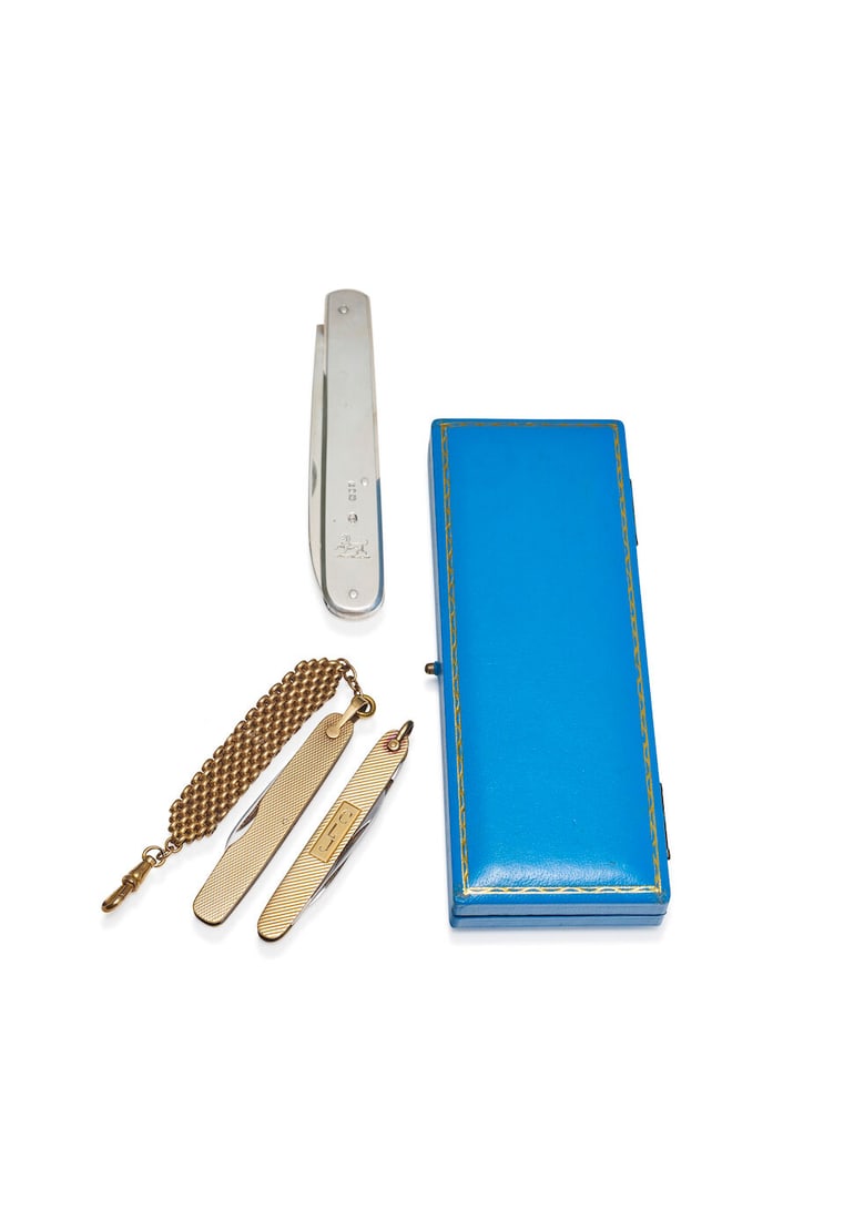 Garrard | sterling silver pen knife and two gold pen knives (1 of 1)