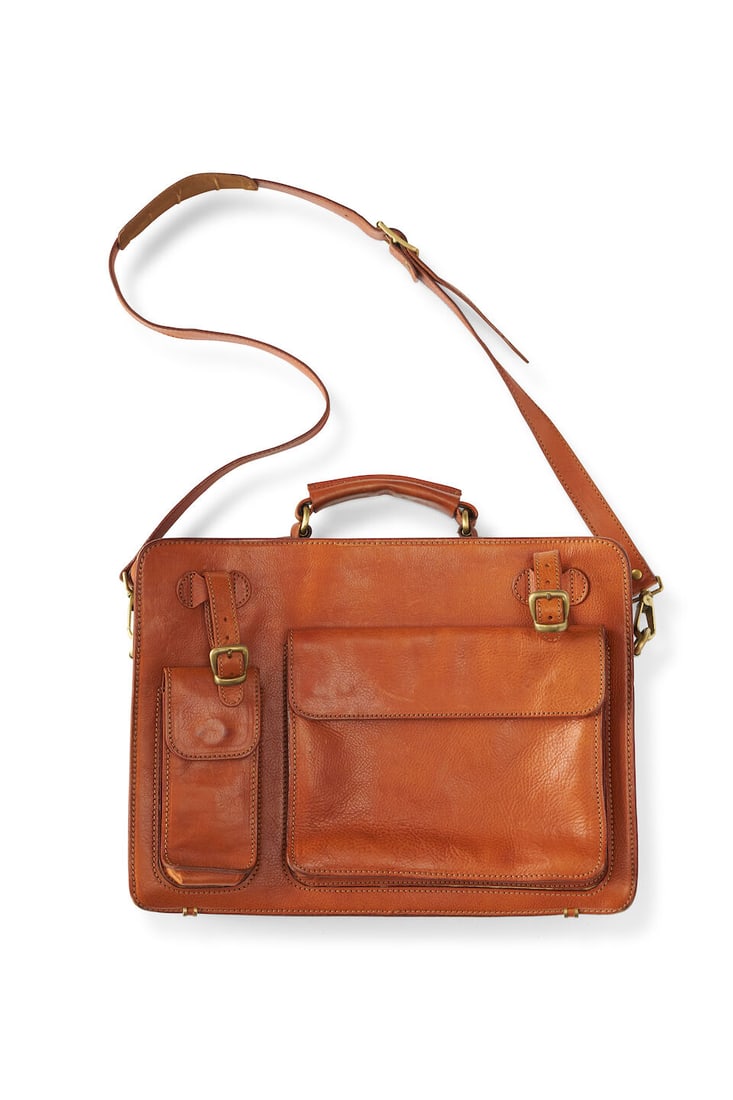 Bally | vintage leather satchel labelled Bally: Bally | vintage leather satchel labelled Bally with two compartments, shoulder strap and top handle, condition consistent with age and use, 30.0 x 38.0 x 10.5cm For further information on this lot ple