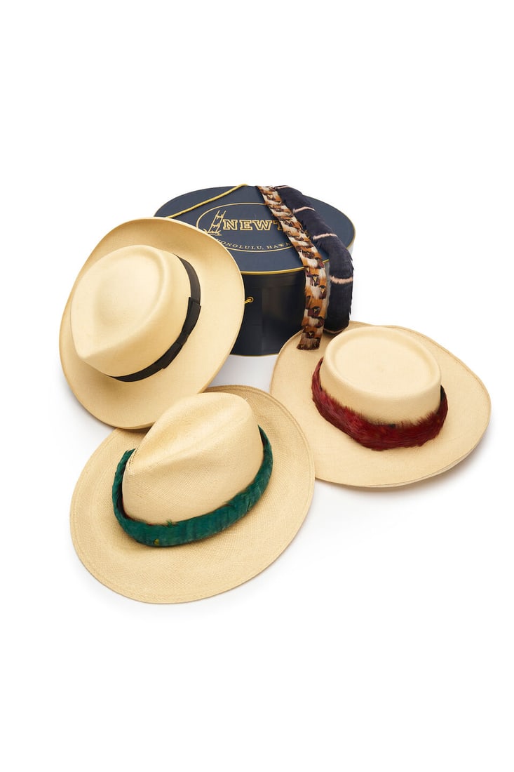 Newt Hawaii | three Sombrero Montecristi hats with four Lei hatbands, (1 of 1)