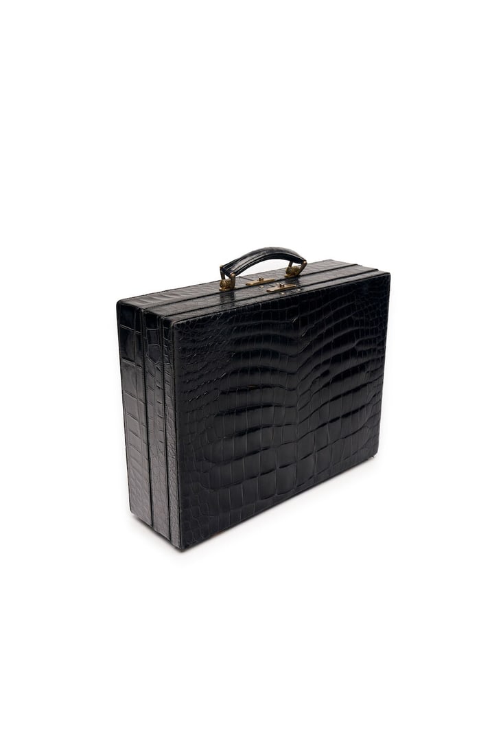 Fendi | vintage black crocodile attaché briefcase (1 of 1)