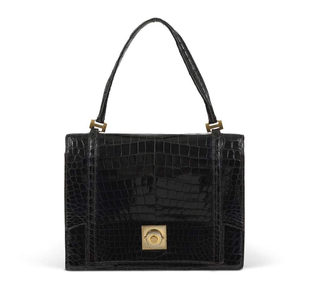Hermès Paris, 24 fbg St Honoré, circa 1950. Sac Bresse 25 en alligator noir. Hermè... (1 of 1)