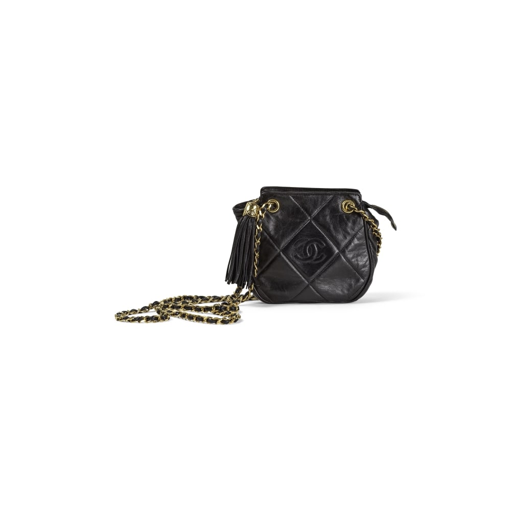Chanel, circa 1980/1990. Mini sac en cuir agneau matelassé noir. Chanel, circa 1980/1990. M... (1 of 1)