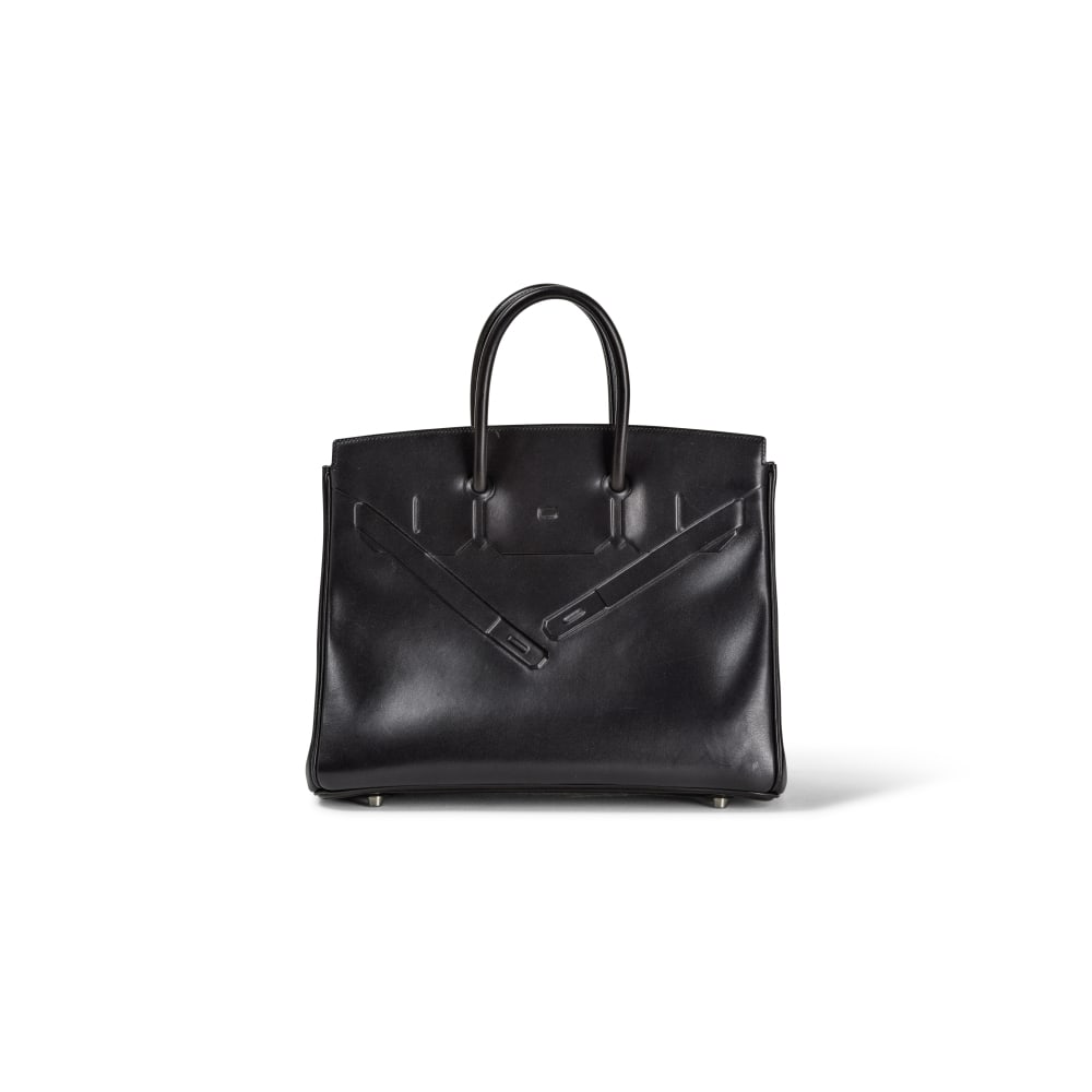 Hermès Paris, année 2010. Birkin Shadow 35 en Evercalf noir. Hermès Paris, year 2...: Hermès Paris, année 2010. Birkin Shadow 35 en Evercalf noir. Hermès Paris, year 2010. Birkin Shadow 35 in black Evercalf. Garniture en métal palladié. Dustbag et boite. Pallad