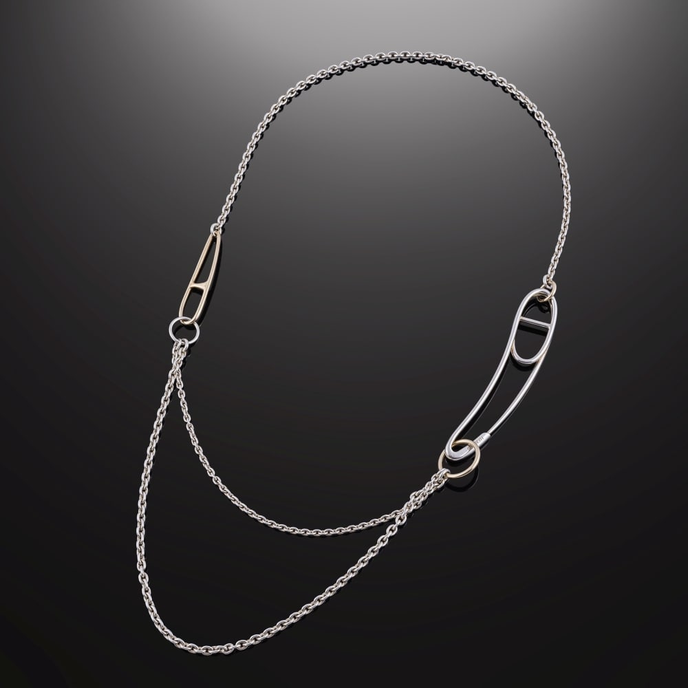 Hermès Paris. Sautoir Chaine d'Ancre Punk en argent 925 °/°° et or rose 750 ... (1 of 1)