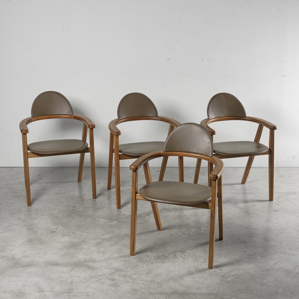 Hermès Paris. Quatre chaises Métiers en noyer Canaletto et veau Taurillon lisse Etoupe... (1 of 1)