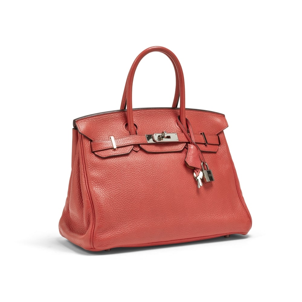 Hermès Paris, année 2021. Sac Birkin 30 en veau Clémence Rose Jaïpur et Oran...: Hermès Paris, année 2021. Sac Birkin 30 en veau Clémence Rose Jaïpur et Orange. Hermès Paris, year 2021. Birkin 30 bag in Clémence Rose Jaipur and Orange calfskin. Condit