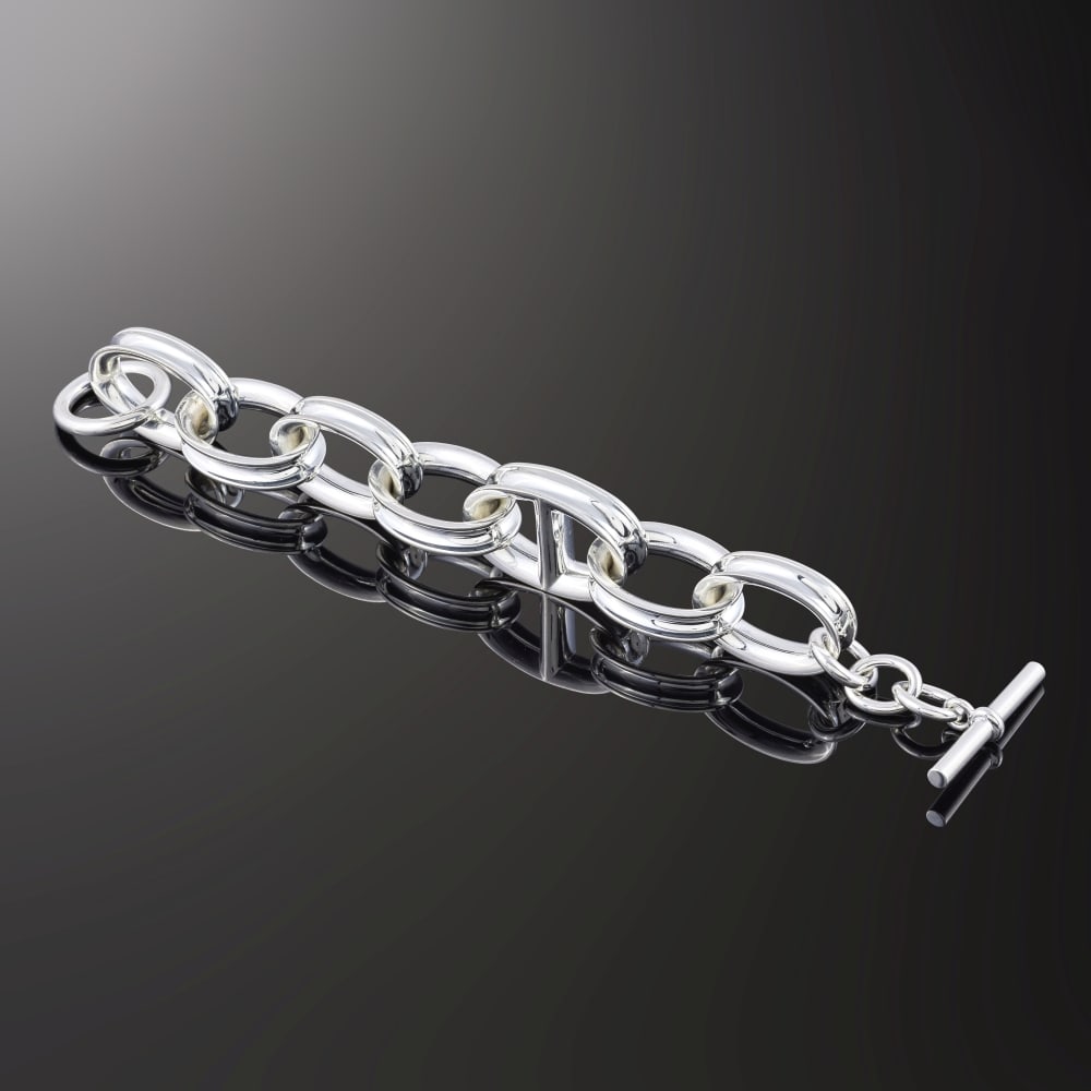 Hermès Paris. Bracelet Reponse GM en argent 925 °/°°. Hermès Paris. Rep...: Hermès Paris. Bracelet Reponse GM en argent 925 °/°°. Hermès Paris. Reponse GM bracelet in 925 sterling silver. Taille indiquée/Size indicated: ST. Poids/Weight total: 12
