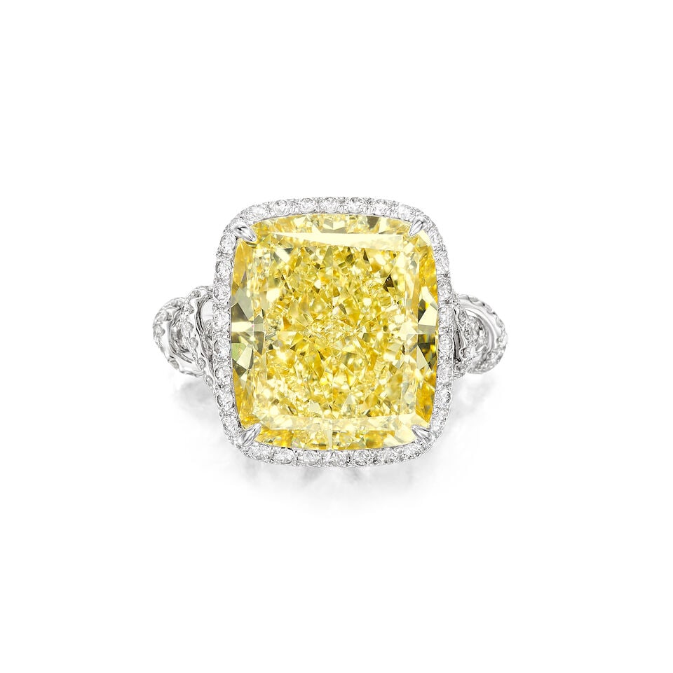 CMS: FANCY BROWNISH GREENISH YELLOW DIAMOND AND DIAMOND RING - 2
