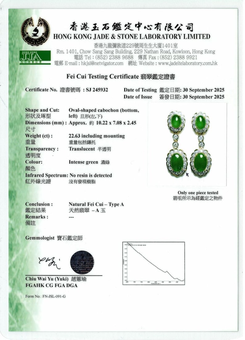 PAIR OF JADEITE AND DIAMOND PENDENT EARRINGS - 4