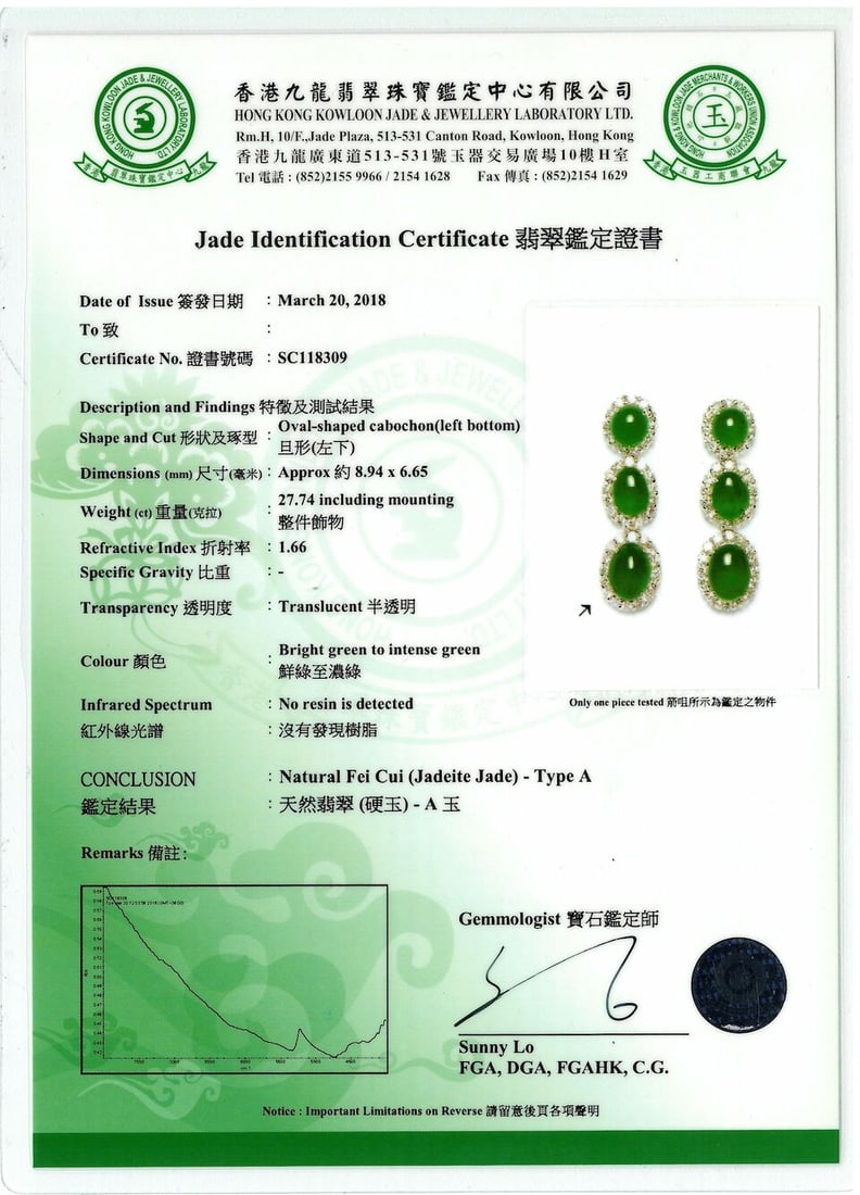 PAIR OF JADEITE AND DIAMOND EARRINGS - 3
