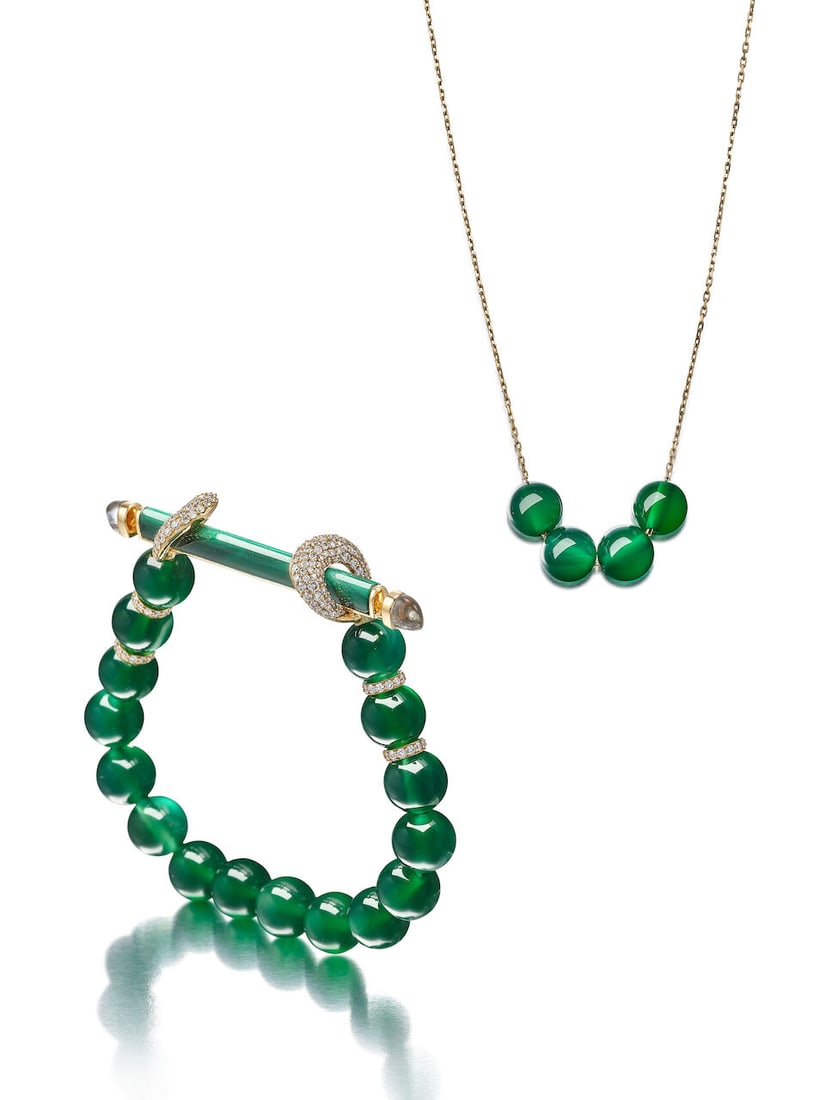 ANANYA: MULTI-GEM AND DIAMOND 'CHAKRA' BRACELET; AND UNSIGNED GEM-SET NECKLACE (2) (1 of 3)