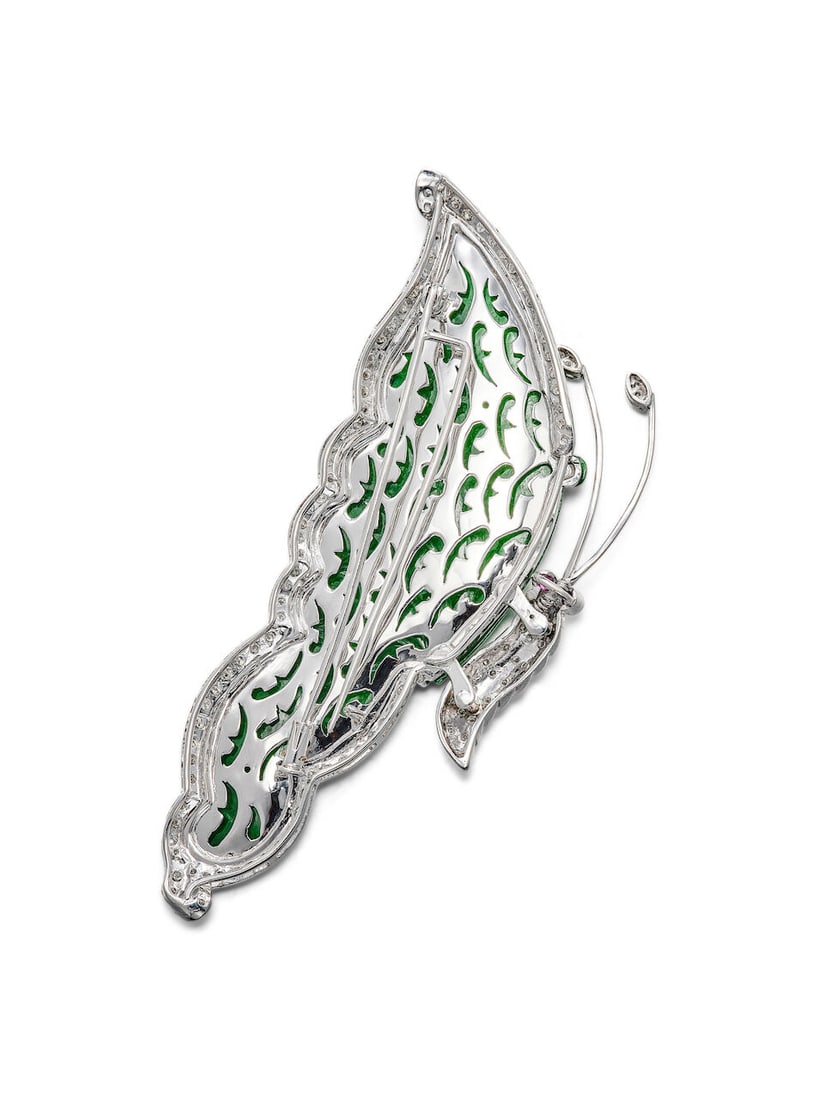 JADEITE, GEM-SET AND DIAMOND 'BUTTERFLY' BROOCH - 2