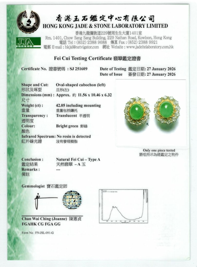 PAIR OF JADEITE AND DIAMOND EARRINGS - 3