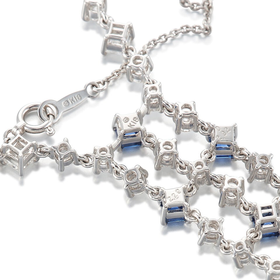 MIKIMOTO: SAPPHIRE AND DIAMOND PENDANT NECKLACE AND RING SET (2) - 4