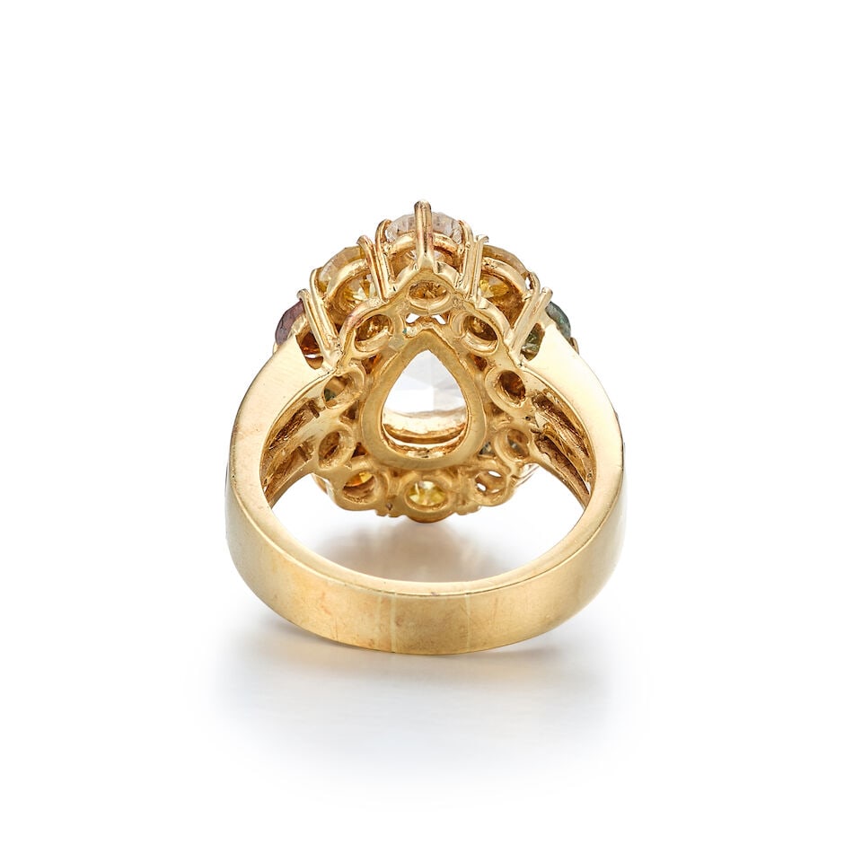 DIAMOND AND COLOURED DIAMOND RING - 3