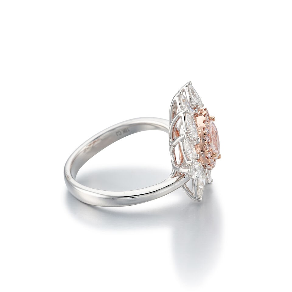 FAINT PINK DIAMOND, COLOURED DIAMOND AND DIAMOND RING - 2