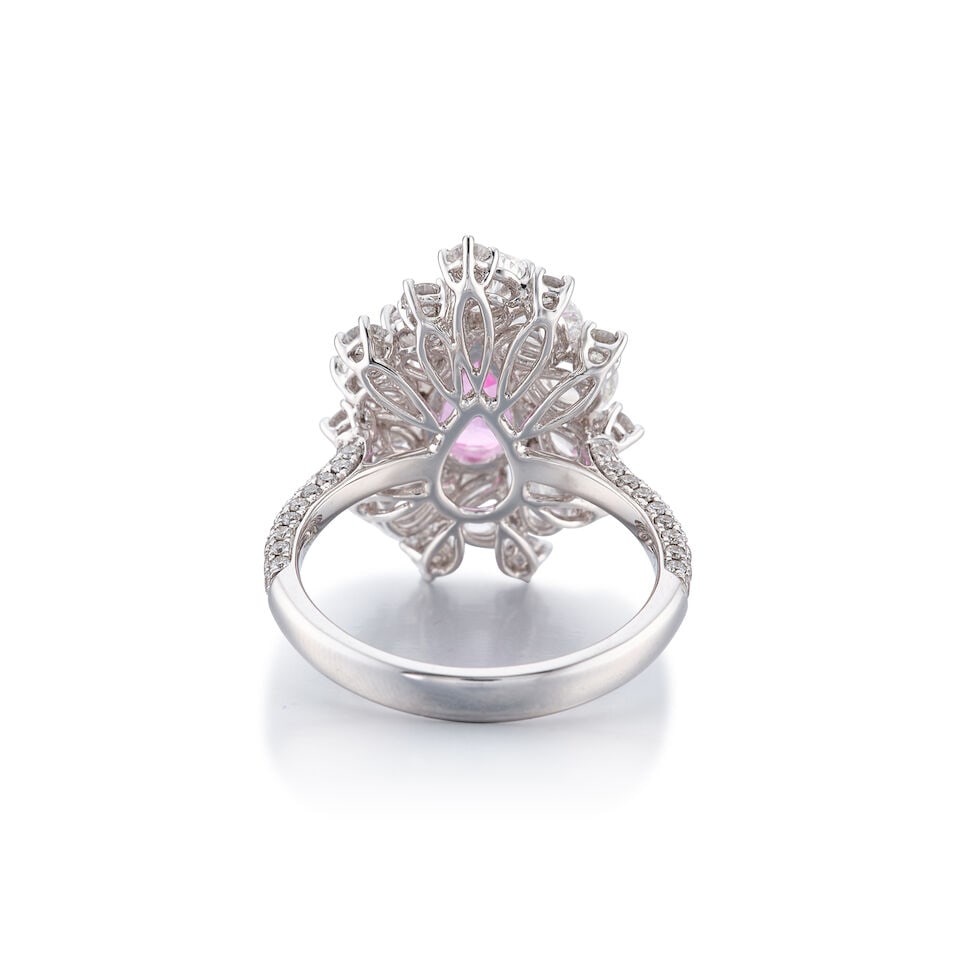 PINK SAPPHIRE AND DIAMOND RING - 3