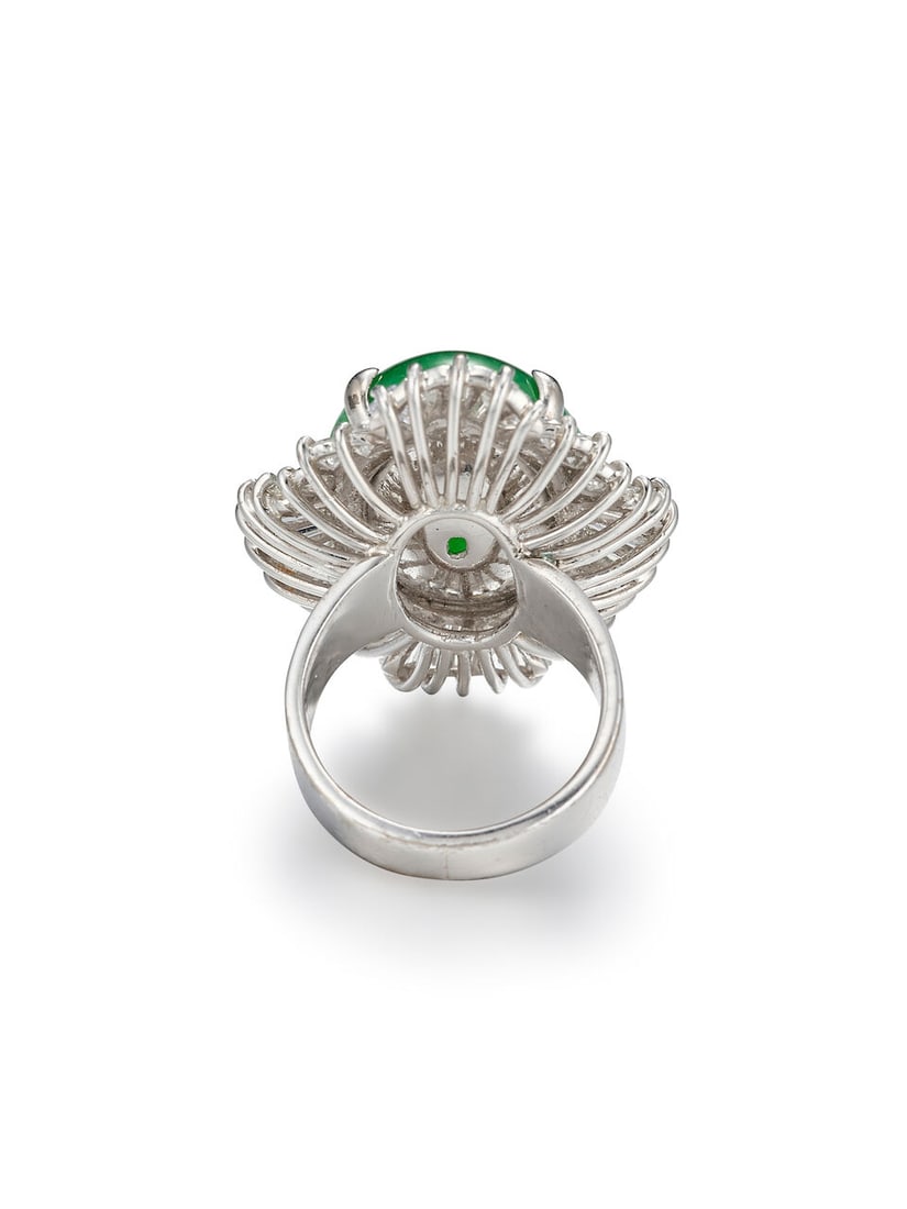 JADEITE AND DIAMOND RING - 4