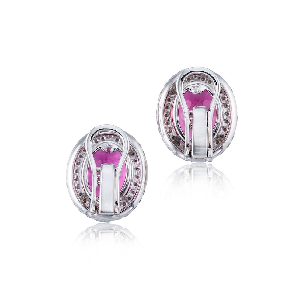 PAIR OF RUBELLITE TOURMALINE AND DIAMOND EARRINGS - 2