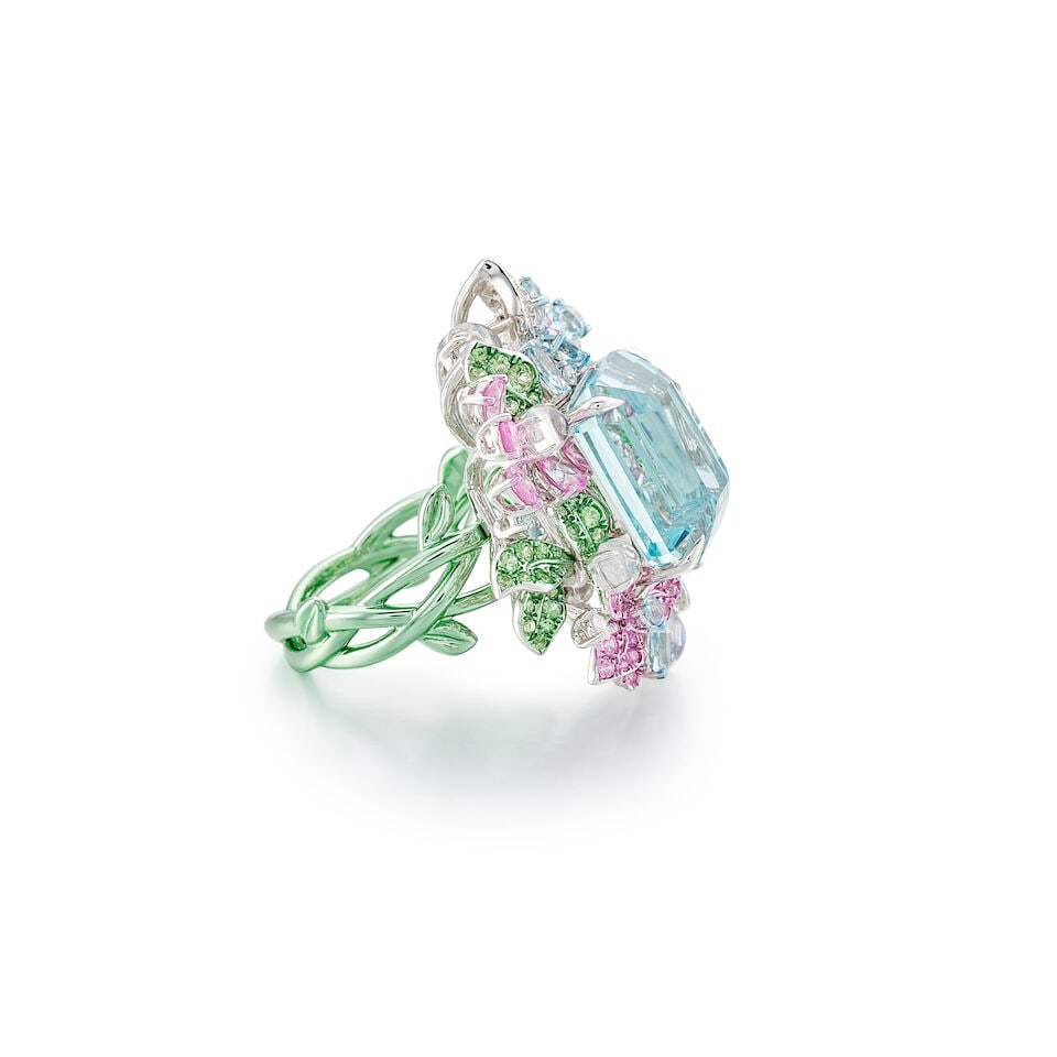 TASA: AQUAMARINE, GEM-SET AND DIAMOND RING/PENDANT - 2