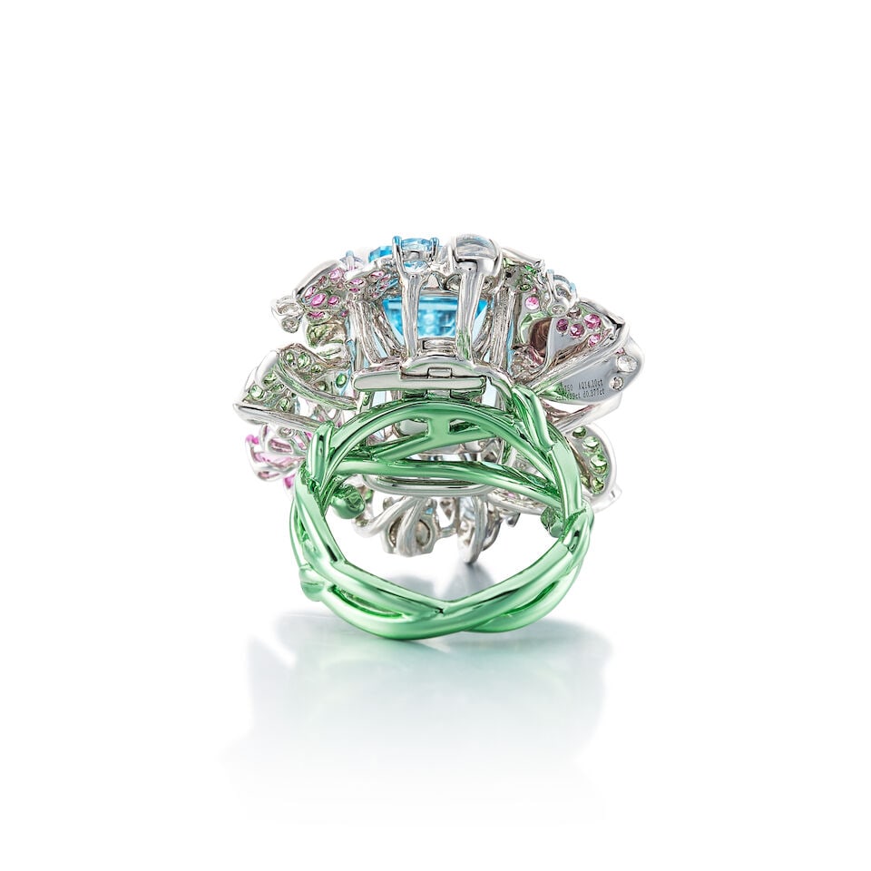 TASA: AQUAMARINE, GEM-SET AND DIAMOND RING/PENDANT - 3