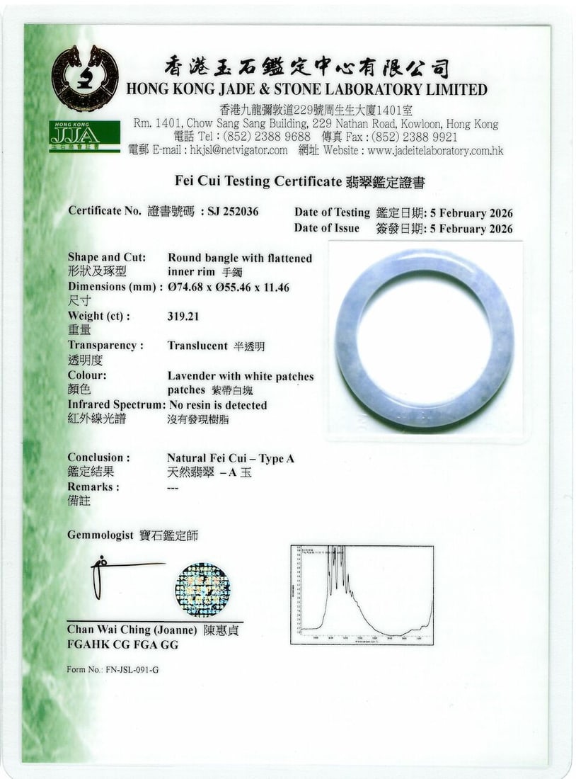 LAVENDER JADEITE BANGLE - 4