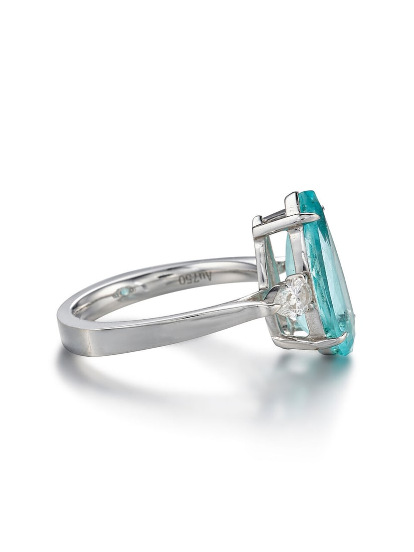 PARAÍBA-TYPE TOURMALINE AND DIAMOND RING - 2
