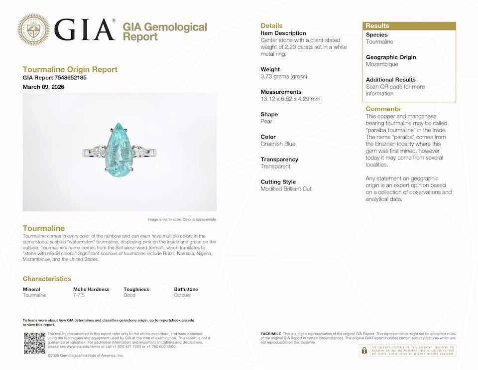 PARAÍBA-TYPE TOURMALINE AND DIAMOND RING - 4